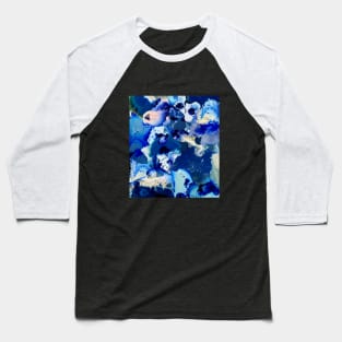 Deep blue  -  Night blue abstract landscape, abstract art, blue ink. Baseball T-Shirt